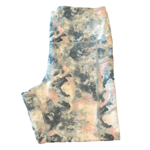 Gaiam pink and green watercolor capri leggings
